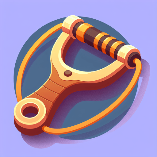 cartoon looking slingshot.
Single Game Texture. In-Game asset. 2d. Blank background. High contrast. No shadows.