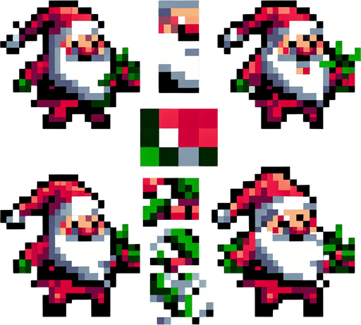 Pixel 2d Noel Baba
Single Game Texture. In-Game asset. 2d. Blank background. High contrast. No shadows.