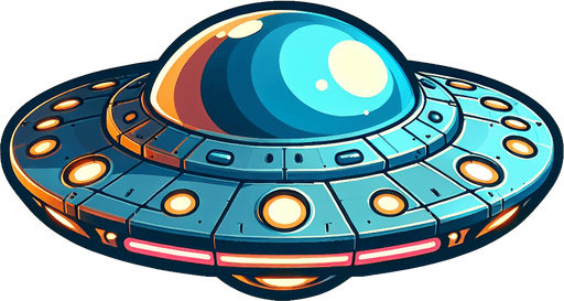 game flying saucer.
Single Game Texture.  In-Game asset.  2d.  Blank background.  High contrast.  No shadows