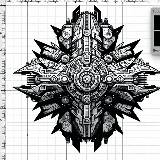 enemy space ship boss it should  be big and looking from top.
Single Game Texture. In-Game asset. 2d. Blank background. High contrast. No shadows.