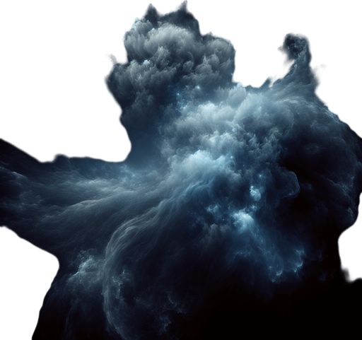 black background ethereal blue gas.