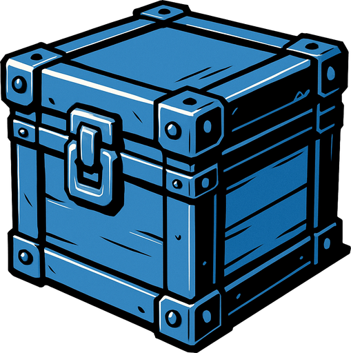 a steel box.
In-Game asset.  2d.  High contrast.  No shadows