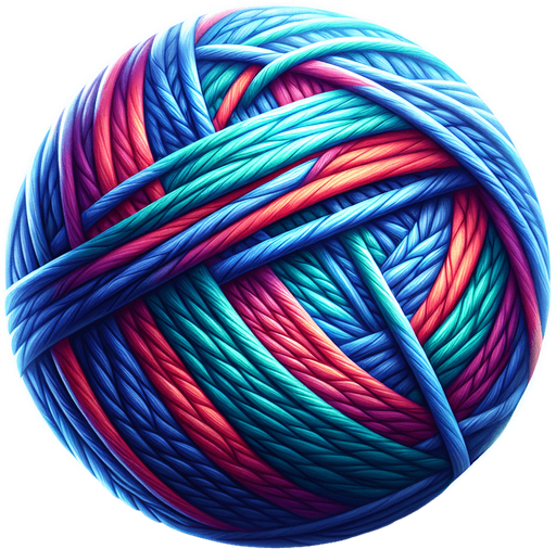 Una bola de lana.
Single Game Texture.  In-Game asset.  2d.  Blank background.  High contrast.  No shadows