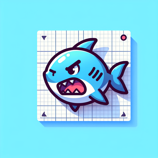 злая акула, постэльные цвета..
Single Game Texture.  In-Game asset.  2d.  Blank background.  High contrast.  No shadows