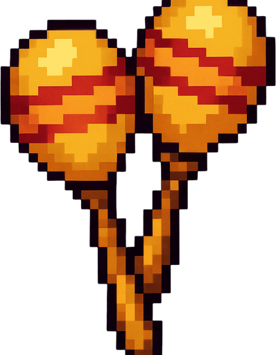 maracas instrument pixelart vertical 2d.
In-Game asset.  2d.  High contrast.  No shadows