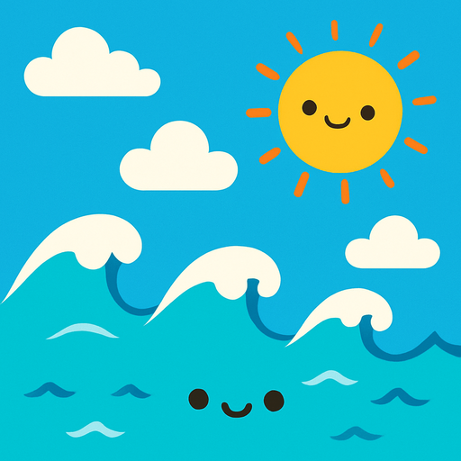 Fond d'écran océan mignon.
In-Game asset.  2d.  High contrast.  No shadows