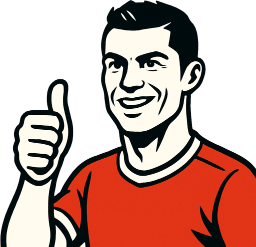 ronaldo s making thumbsup.
In-Game asset.  2d.  High contrast.  No shadows
