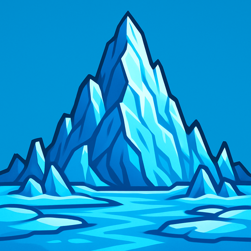bana buz dağı olan bi arka plan hazırla.
In-Game asset.  2d.  High contrast.  No shadows