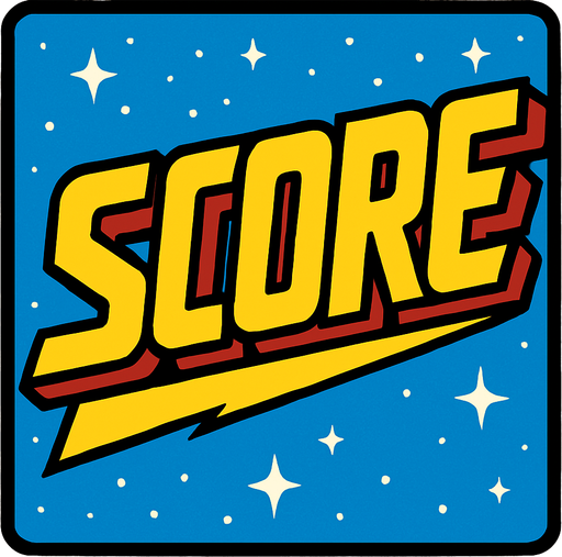 Display icon that says score sci fi comic style font.
In-Game asset.  2d.  High contrast.  No shadows