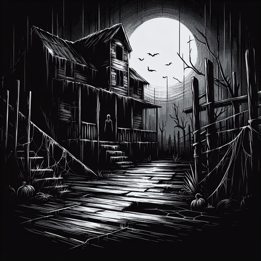 Dark background horror.
2d. Blank background. High contrast. No shadows.