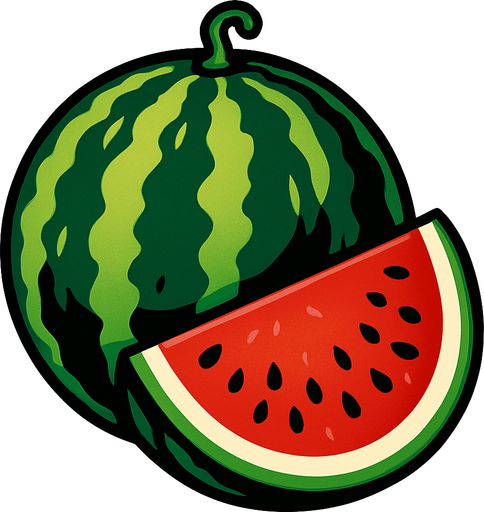 Watermelon.
In-Game asset.  2d.  High contrast.  No shadows. Realistic