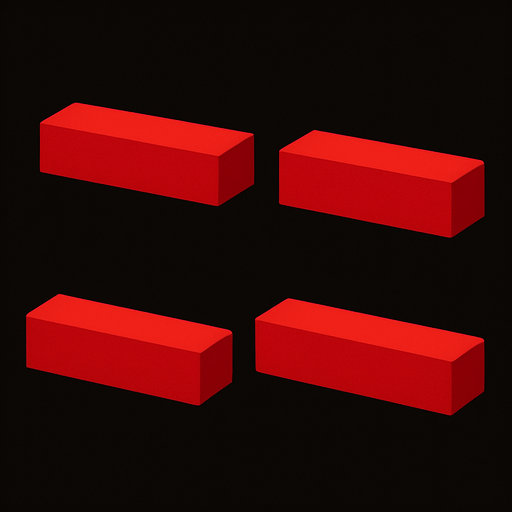long quadrilateral simple red blocks.
In-Game asset.  2d.  High contrast.  No shadows