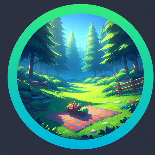 picnic bg.
Single Game Texture.  In-Game asset.  2d.  Blank background.  High contrast.  No shadows