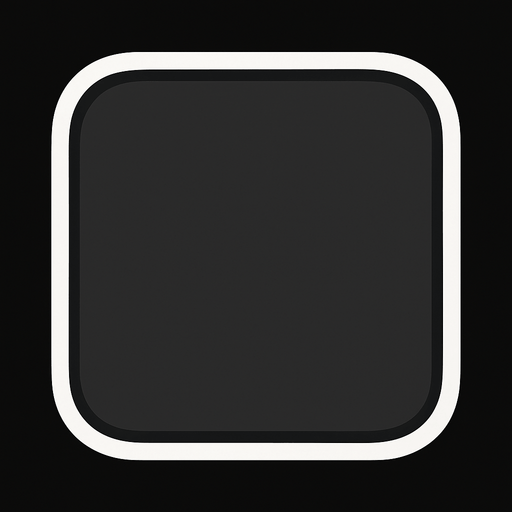 Curved dark gray square with a white outline.
In-Game asset.  2d.  High contrast.  No shadows