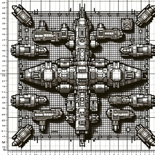 Space shooter with high weapons like missile and cannon.
Single Game Texture.  In-Game asset.  2d.  Blank background.  High contrast.  No shadows. 3d