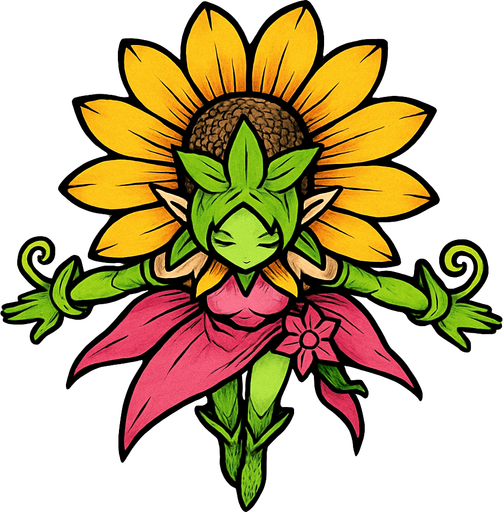 Lillymon, visto desde arriba, calidad y detalles altamente épicos.
In-Game asset.  2d.  High contrast.  No shadows