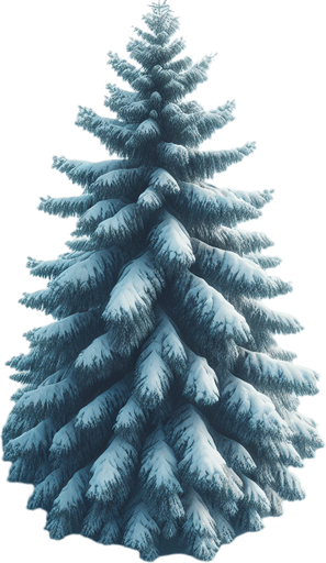 Photorealistic pinetree covered by snow, drone view