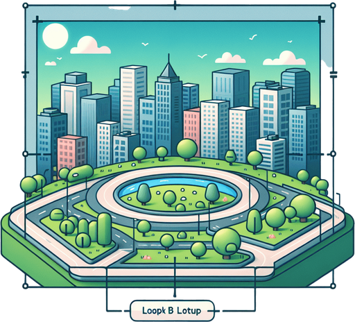 Loopable City image.
Single Game Texture.  In-Game asset.  2d.  Blank background.  High contrast.  No shadows