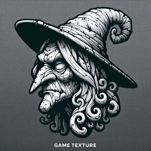 stylized wich head.
Single Game Texture. In-Game asset. 2d. Blank background. High contrast. No shadows.