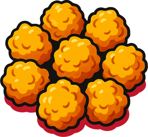 Popcorn chicken.
In-Game asset.  2d.  High contrast.  No shadows