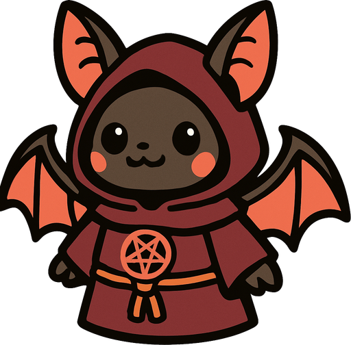 cute nice bat cultist.
In-Game asset.  2d.  High contrast.  No shadows