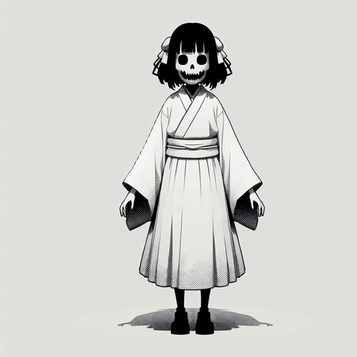 Ghost girl, scary, horror movie, full body, Japanese ghost, 
Single Game Texture. In-Game asset. 2d. Blank background. High contrast. No shadows.
