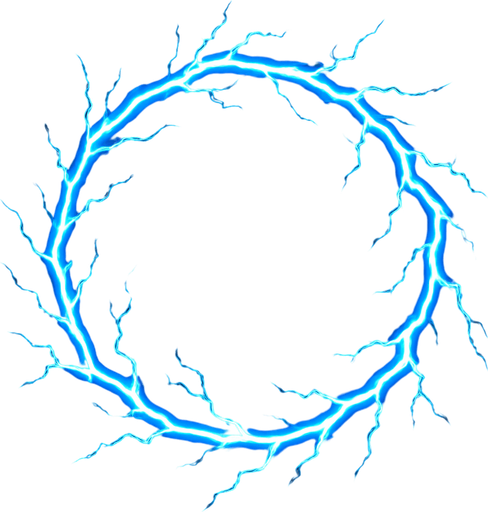 blue electric shock circular.
In-Game asset.  2d.  High contrast.  No shadows