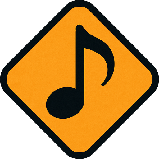 dörtken şekilde olan  üzerinde 🎵 simgesi olan bir nota.
In-Game asset.  2d.  High contrast.  No shadows