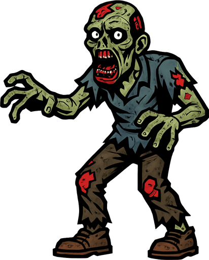 zombie.
In-Game asset.  High contrast.  No shadows. 2d