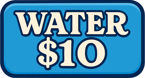 Make button blue and change text to say 'Water $10' in a retro style font