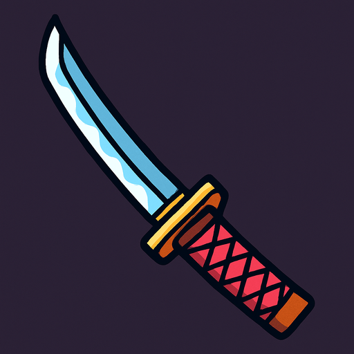 katana animada.
In-Game asset.  2d.  High contrast.  No shadows