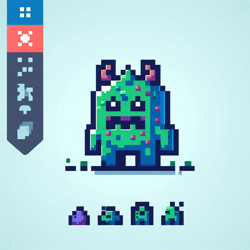 Pixel Art 2D Monster Character. In-Game asset. 2d. Blank background.