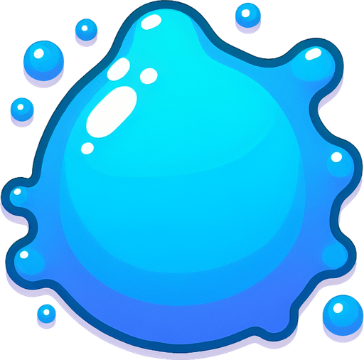 Un slime de agua RPG con estilo suave y simple.
Single Game Texture.  In-Game asset.  2d.  Blank background.  High contrast.  No shadows