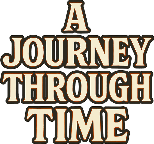 Heading title that says " A Journey Through Time" in professor Layton game style fonts.
In-Game asset.  2d.  High contrast.  No shadows