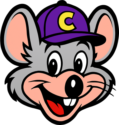 chuck e cheese head.
In-Game asset.  2d.  High contrast.  No shadows
