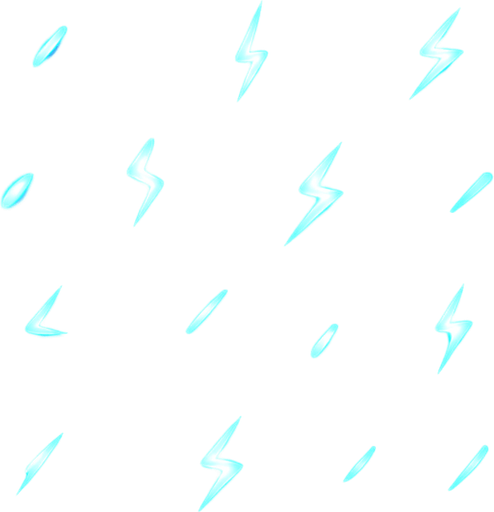 Tiny, electric-like sparks

```
- Shape: Small line/dash or tiny lightning bolt
- Color: Bright cyan (#00FFFF) or electric blue (#0088FF)
- Intensity: Very bright, almost overexposed look.
In-Game asset.  2d.  High contrast.  No shadows