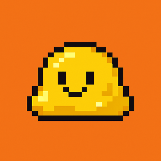 Slime amarillo, pixelart.
In-Game asset.  2d.  High contrast.  No shadows