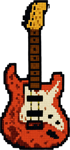 DİRTY AND BROKE guitar pixel. dik dursun
In-Game asset.  2d.  High contrast.  No shadows