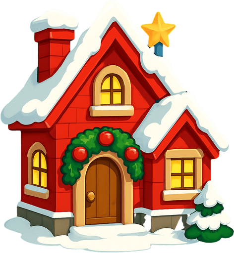 christmas house.
In-Game asset.  2d.  High contrast.  No shadows
