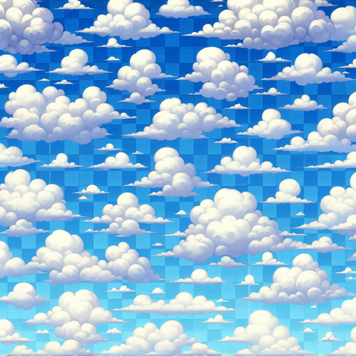 A sky with clouds, tileable
Single Game Texture. In-Game asset. 2d. Blank background. High contrast. No shadows.