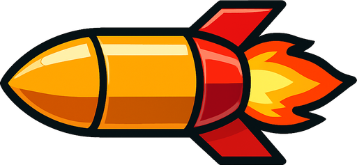 horizontal rocket bullet.
In-Game asset.  2d.  High contrast.  No shadows