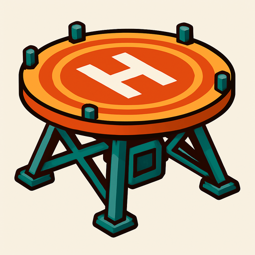 rocket landing platform.
In-Game asset.  2d.  High contrast.  No shadows