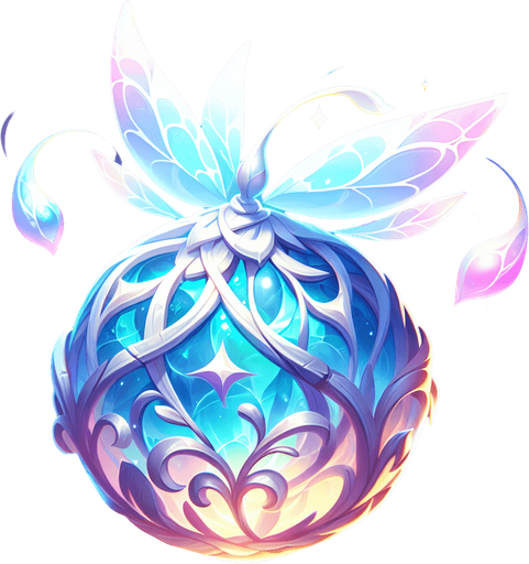 Esfera de hada.
Single Game Texture.  In-Game asset.  2d.  Blank background.  High contrast.  No shadows