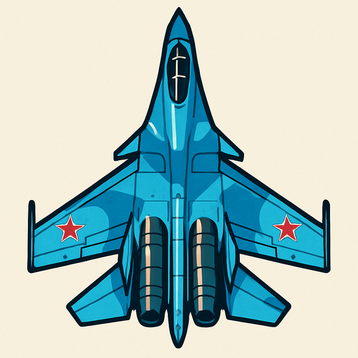 Su 27 uppifrån.
In-Game asset.  2d.  High contrast.  No shadows