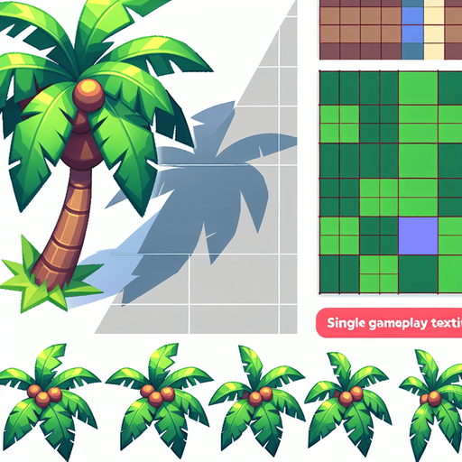 make an image of a cartoon palm tree branch seen from the side

Single Game Texture. In-Game asset. 2d. Blank background. High contrast. No shadows.