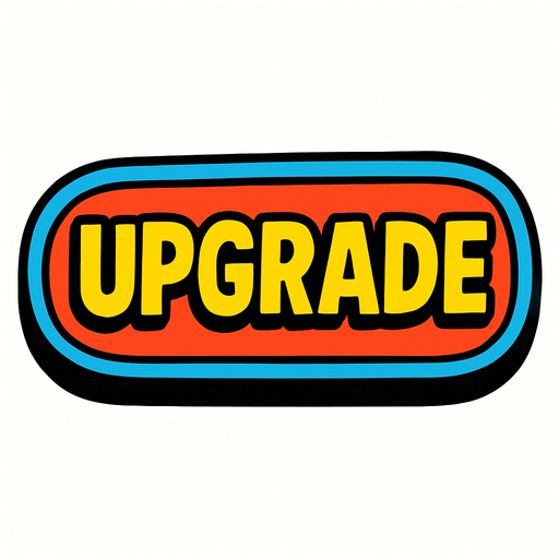 надпись upgrade как красивая кнопка
In-Game asset.  2d.  High contrast.  No shadows. comix