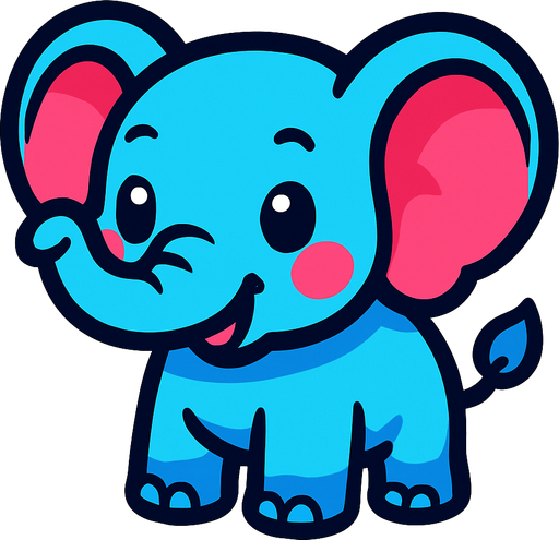 Cute elephant.
In-Game asset.  2d.  High contrast.  No shadows