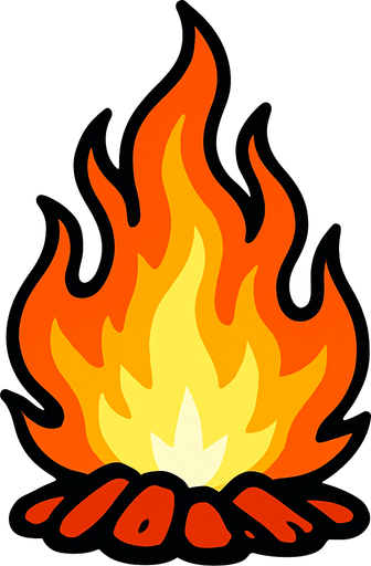 un fuego.
In-Game asset.  2d.  High contrast.  No shadows. un fuego. un fuego