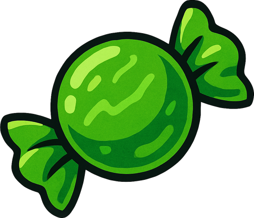 Yeşil şeker.
In-Game asset.  2d.  High contrast.  No shadows