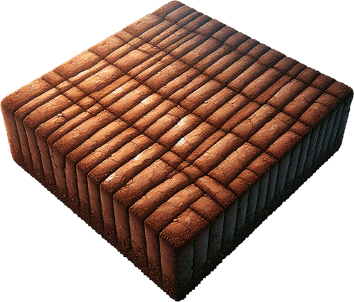 Create a tilled soil square.
Single Game Texture.  In-Game asset.  2d.  Blank background.  High contrast.  No shadows